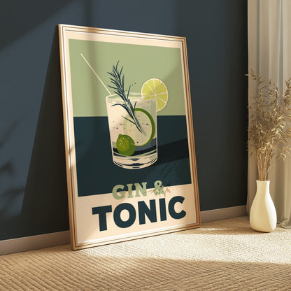 Premium Poster of Vintage Style Gin and Tonic Art Print Posters