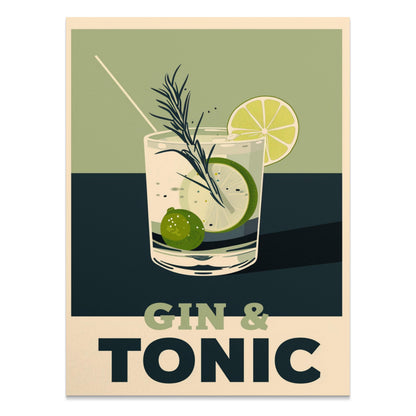 Premium Poster of Vintage Style Gin and Tonic Art Print Posters