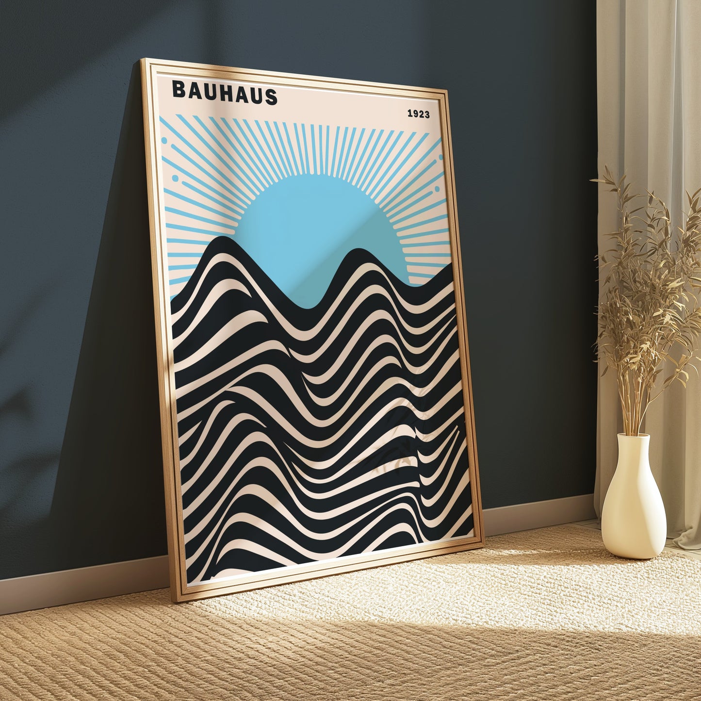 Premium Poster of Vintage Sunset Bauhaus 1923 Inspired Wave Art Posters