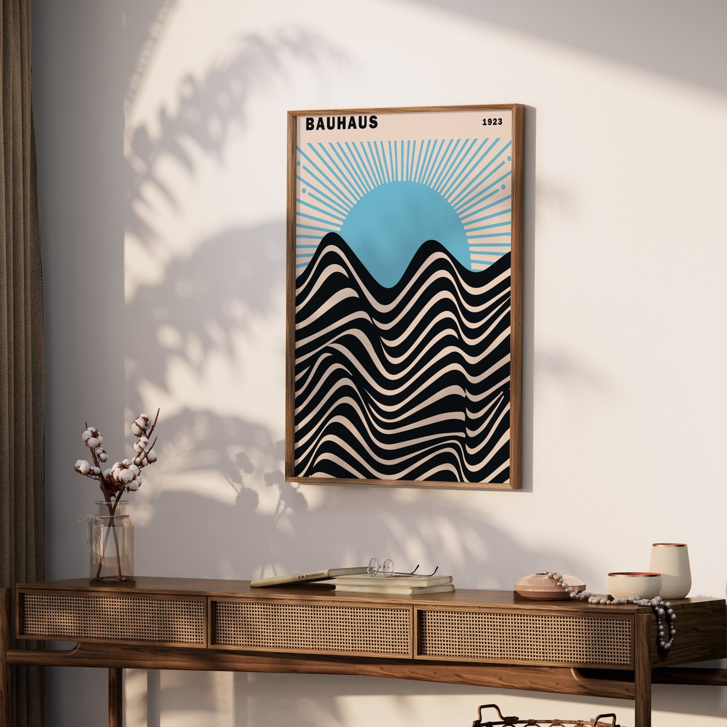 Premium Poster of Vintage Sunset Bauhaus 1923 Inspired Wave Art Posters