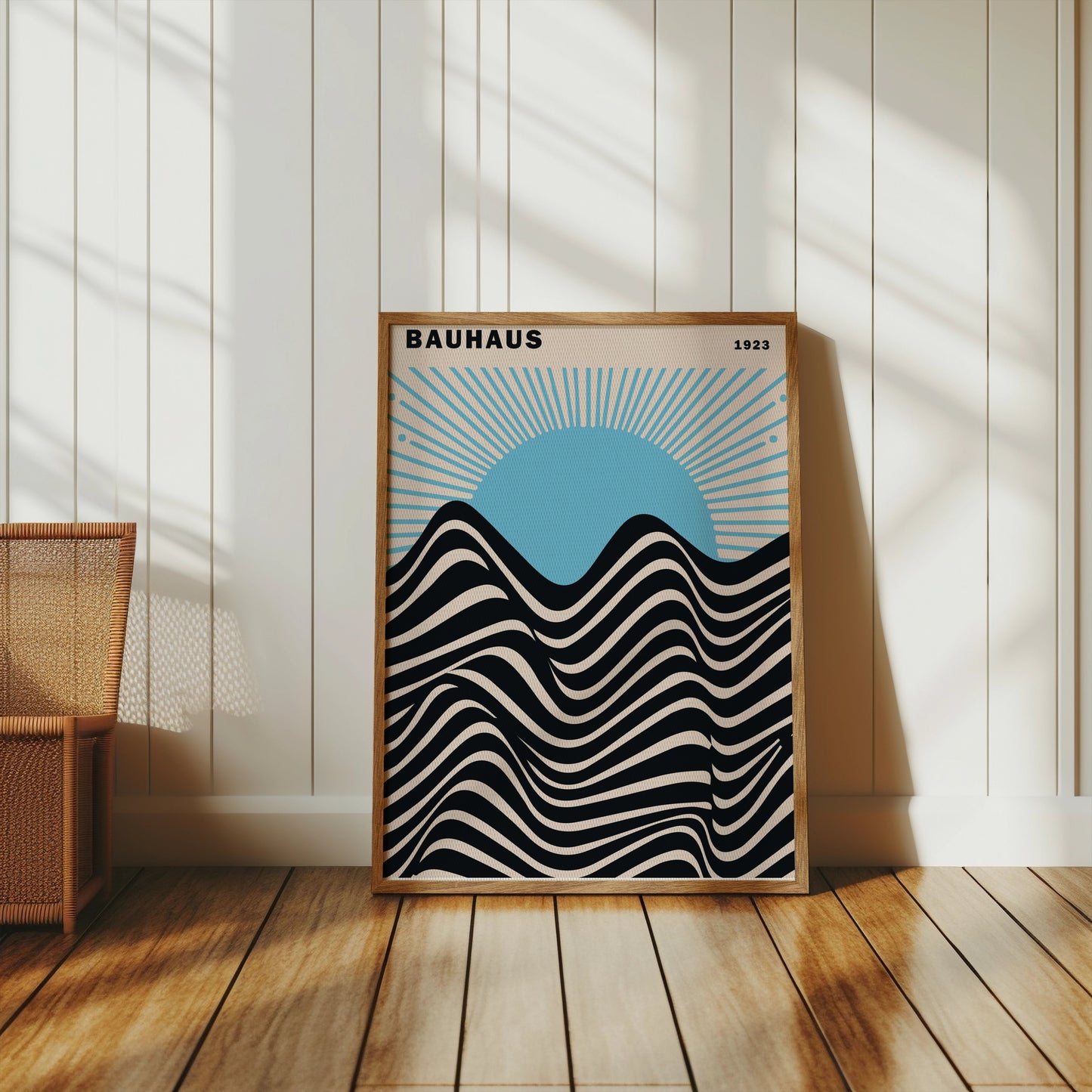 Premium Poster of Vintage Sunset Bauhaus 1923 Inspired Wave Art Posters