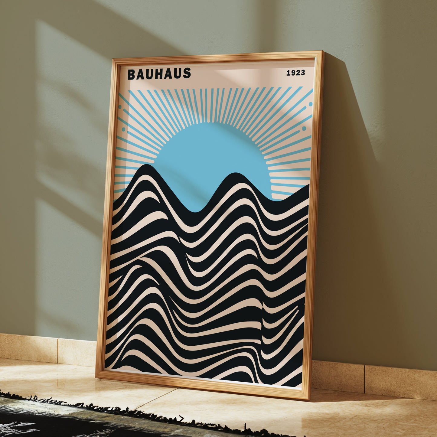 Premium Poster of Vintage Sunset Bauhaus 1923 Inspired Wave Art Posters