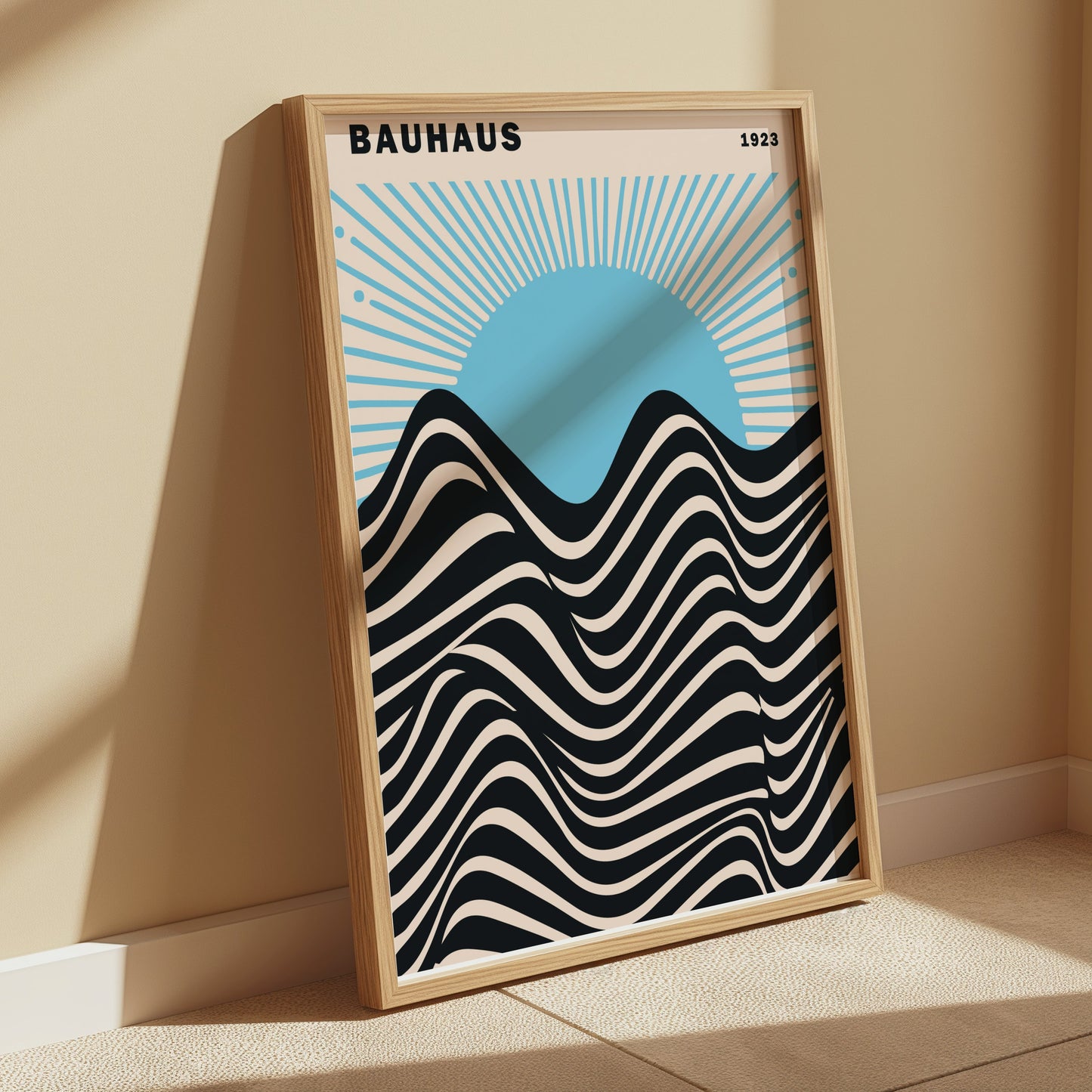 Premium Poster of Vintage Sunset Bauhaus 1923 Inspired Wave Art Posters