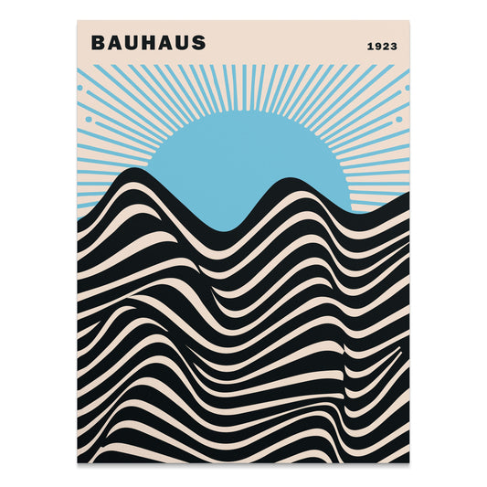 Premium Poster of Vintage Sunset Bauhaus 1923 Inspired Wave Art Posters