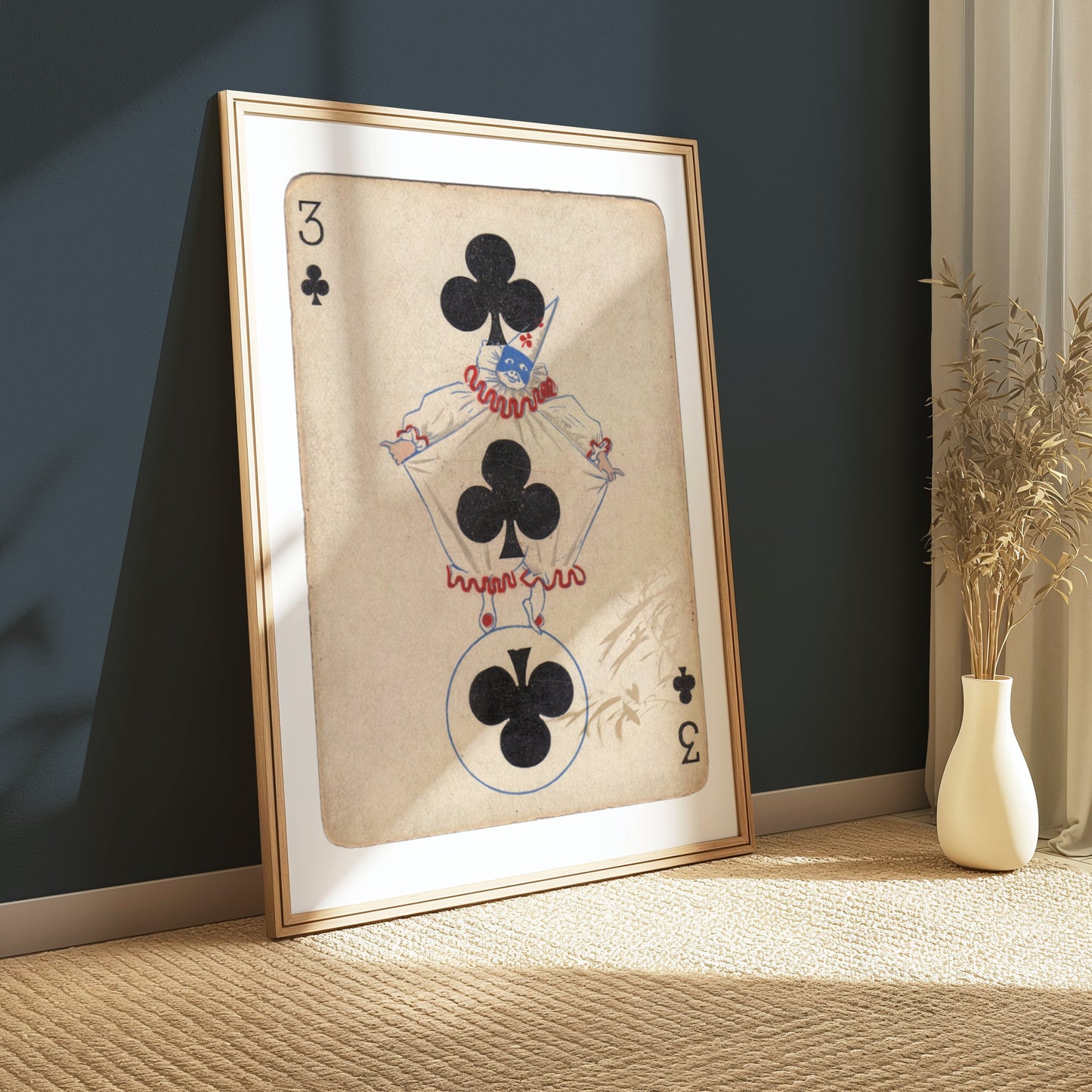 Premium Poster of Vintage Three of Clubs Playing Card Posters