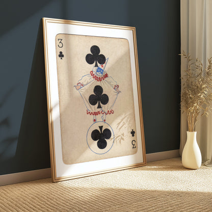 Premium Poster of Vintage Three of Clubs Playing Card Posters