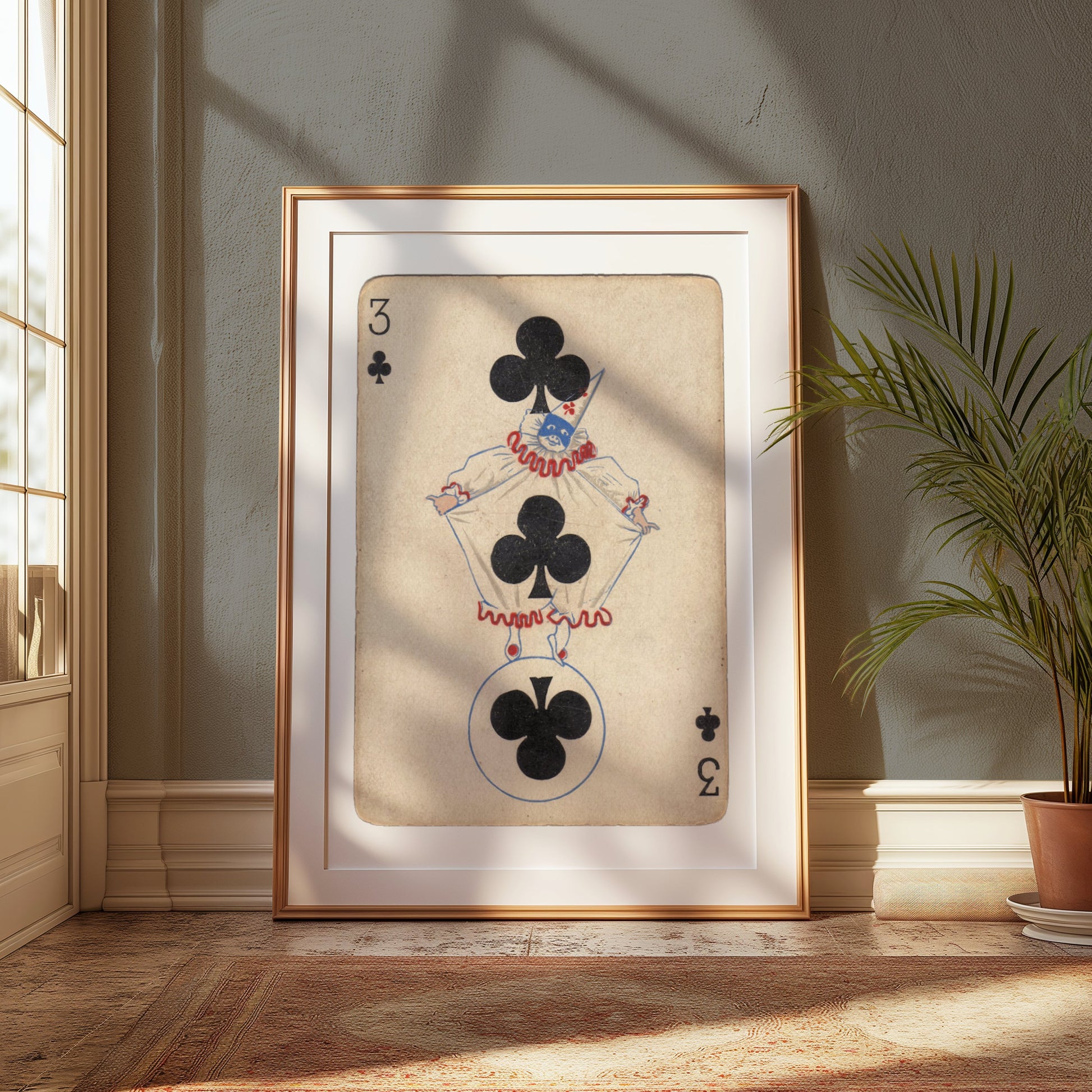 Premium Poster of Vintage Three of Clubs Playing Card Posters