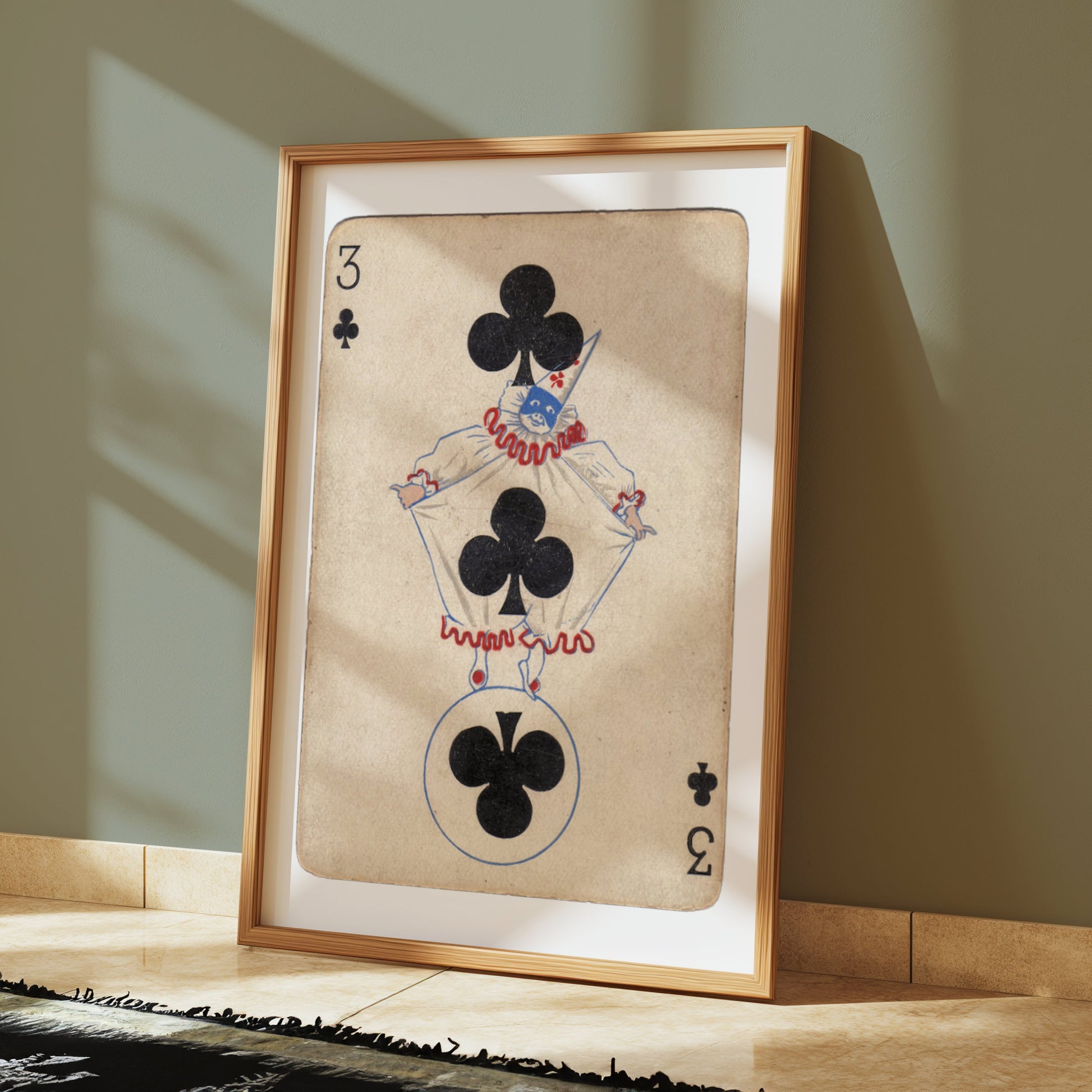 Premium Poster of Vintage Three of Clubs Playing Card Posters