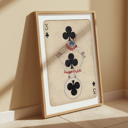 Premium Poster of Vintage Three of Clubs Playing Card Posters