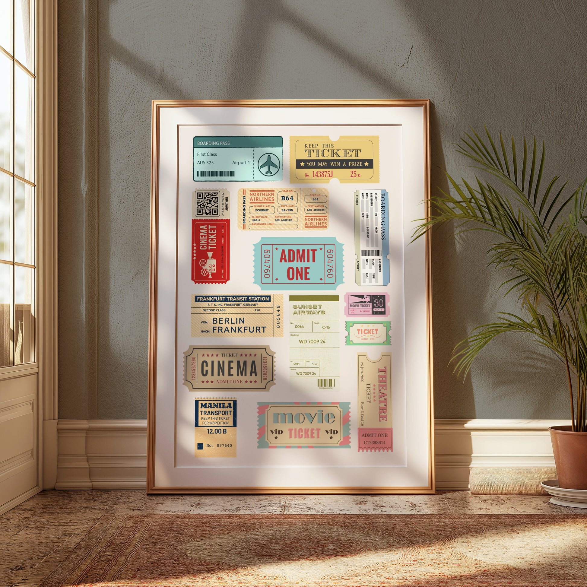 Premium Poster of Vintage Transportation and Cinema Ticket Posters