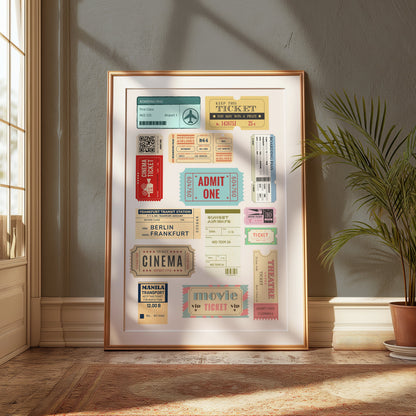 Premium Poster of Vintage Transportation and Cinema Ticket Posters