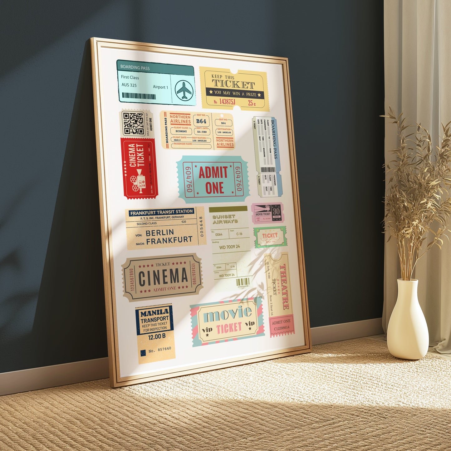 Premium Poster of Vintage Transportation and Cinema Ticket Posters