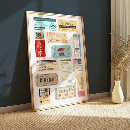 Premium Poster of Vintage Transportation and Cinema Ticket Posters