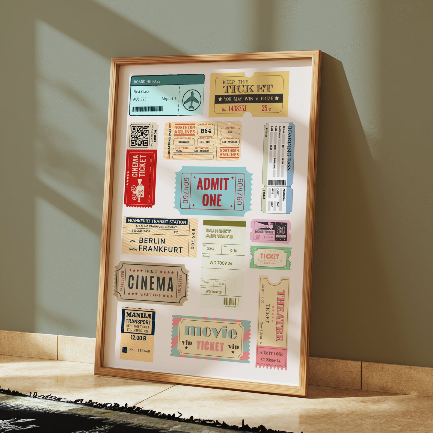 Premium Poster of Vintage Transportation and Cinema Ticket Posters