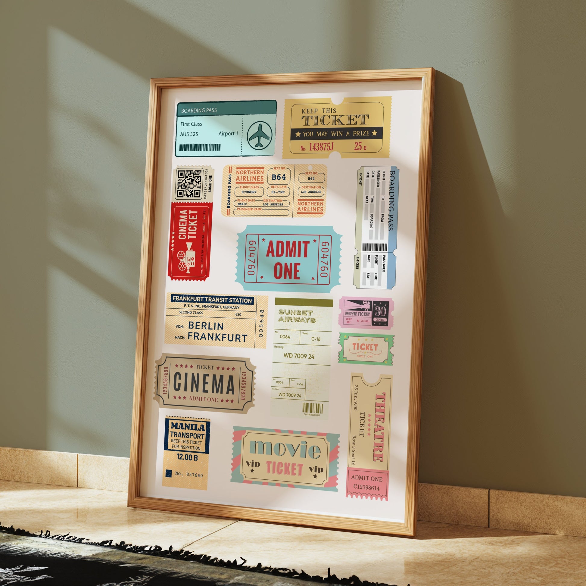 Premium Poster of Vintage Transportation and Cinema Ticket Posters