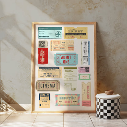 Premium Poster of Vintage Transportation and Cinema Ticket Posters