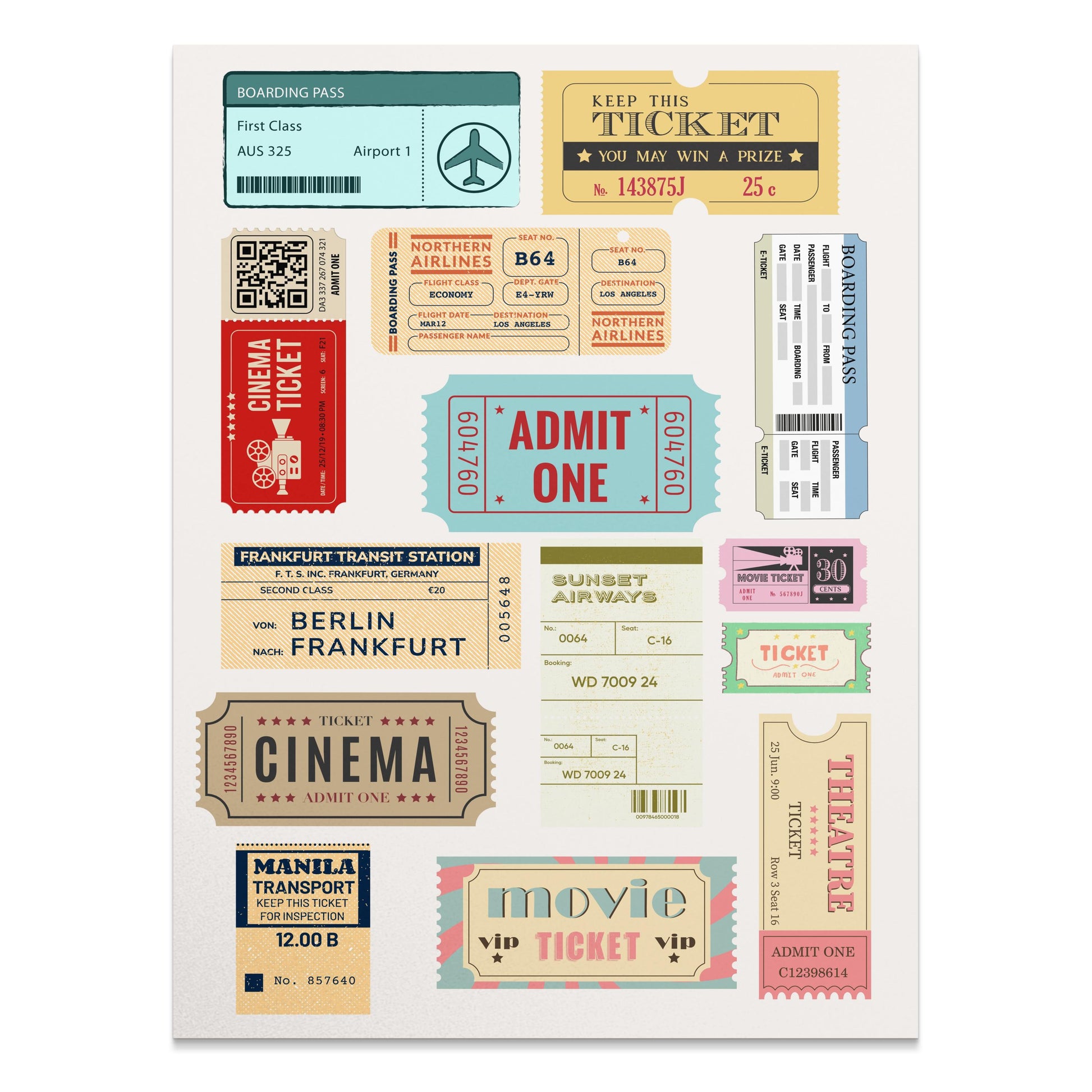 Premium Poster of Vintage Transportation and Cinema Ticket Posters