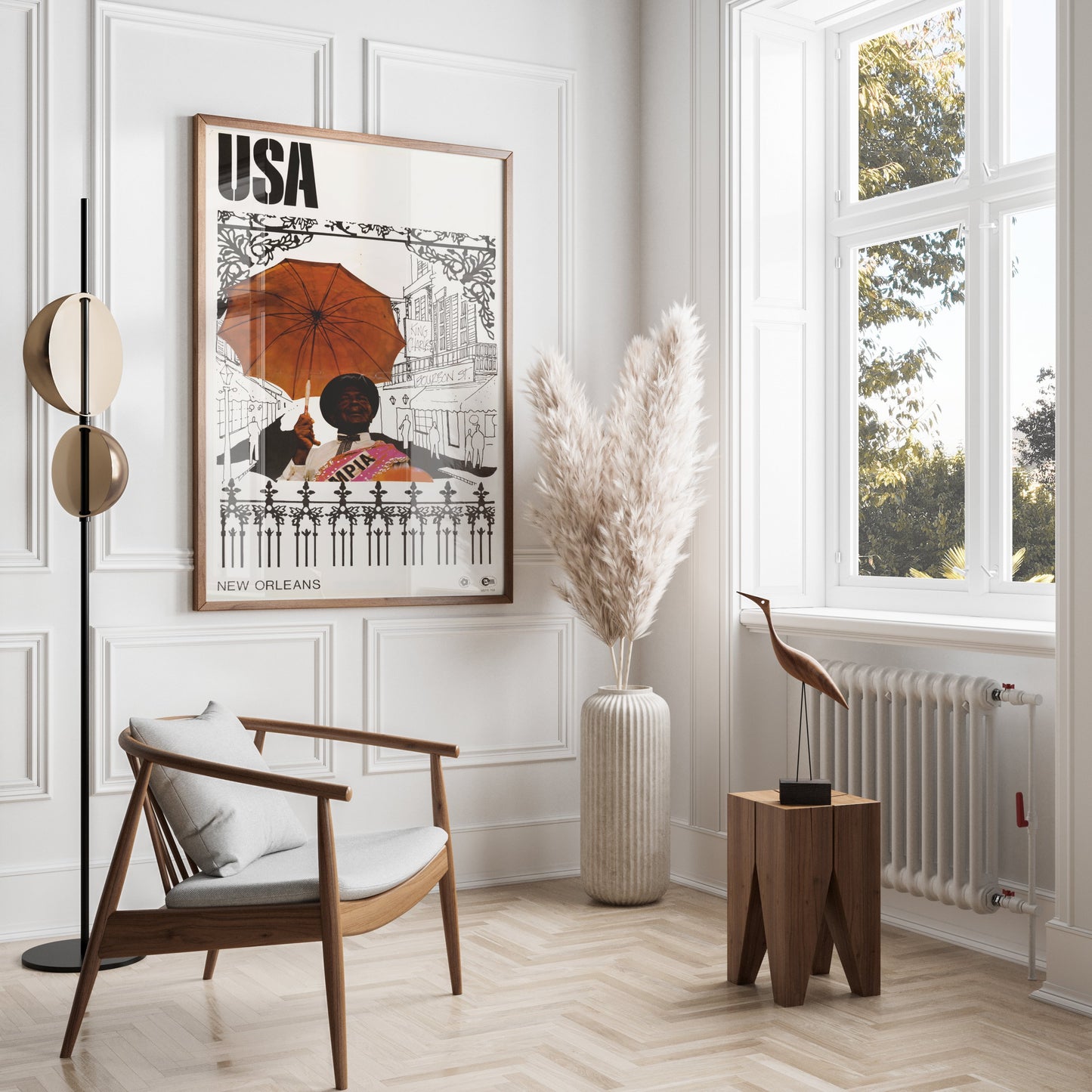 Premium Poster of Vintage USA New Orleans Posters with Umbrella Artwork