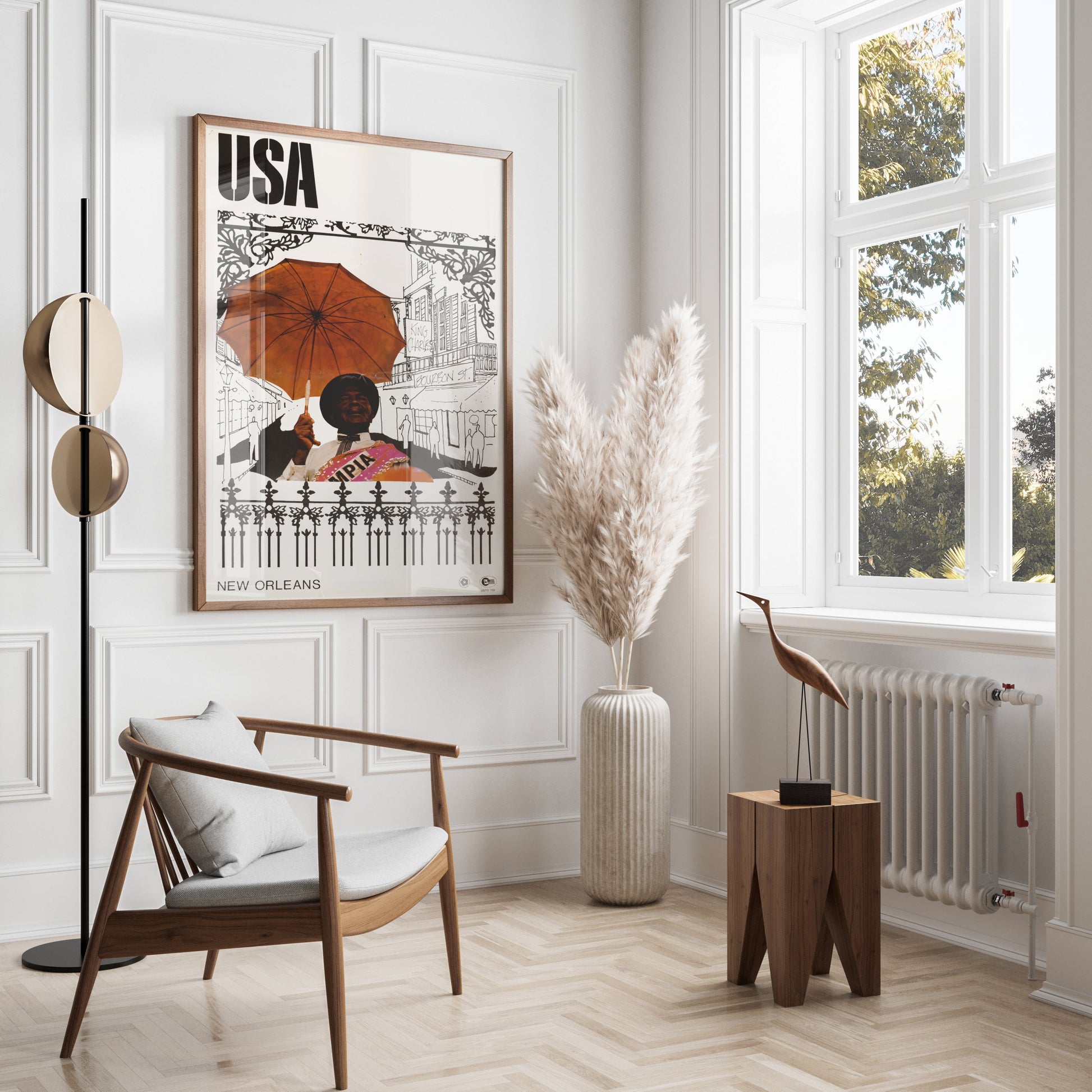 Premium Poster of Vintage USA New Orleans Posters with Umbrella Artwork