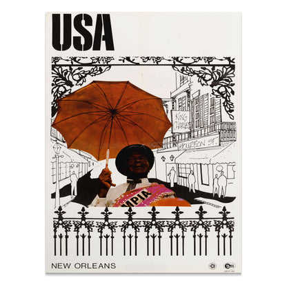 Premium Poster of Vintage USA New Orleans Posters with Umbrella Artwork