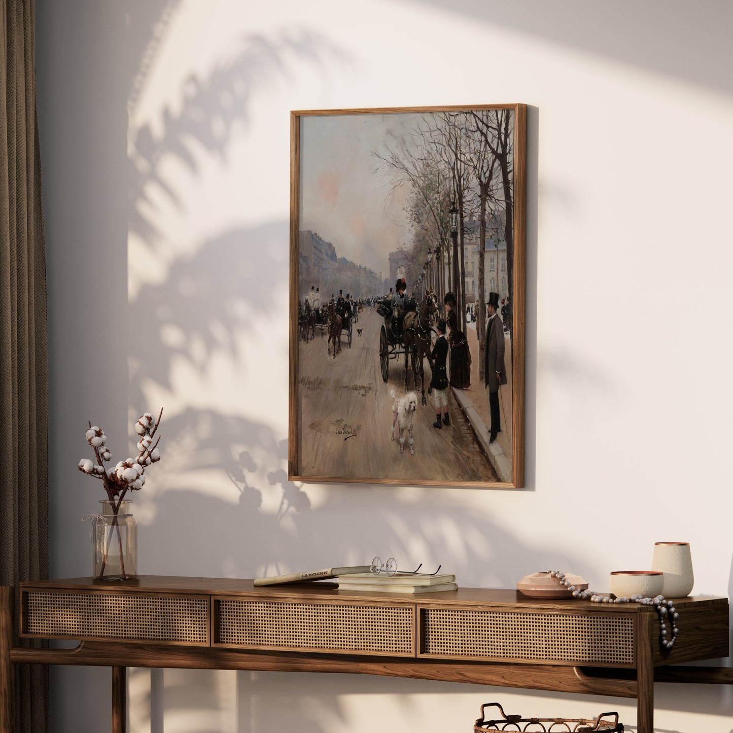 Premium Poster of Vintage Urban Horse Carriage Scene with People Posters