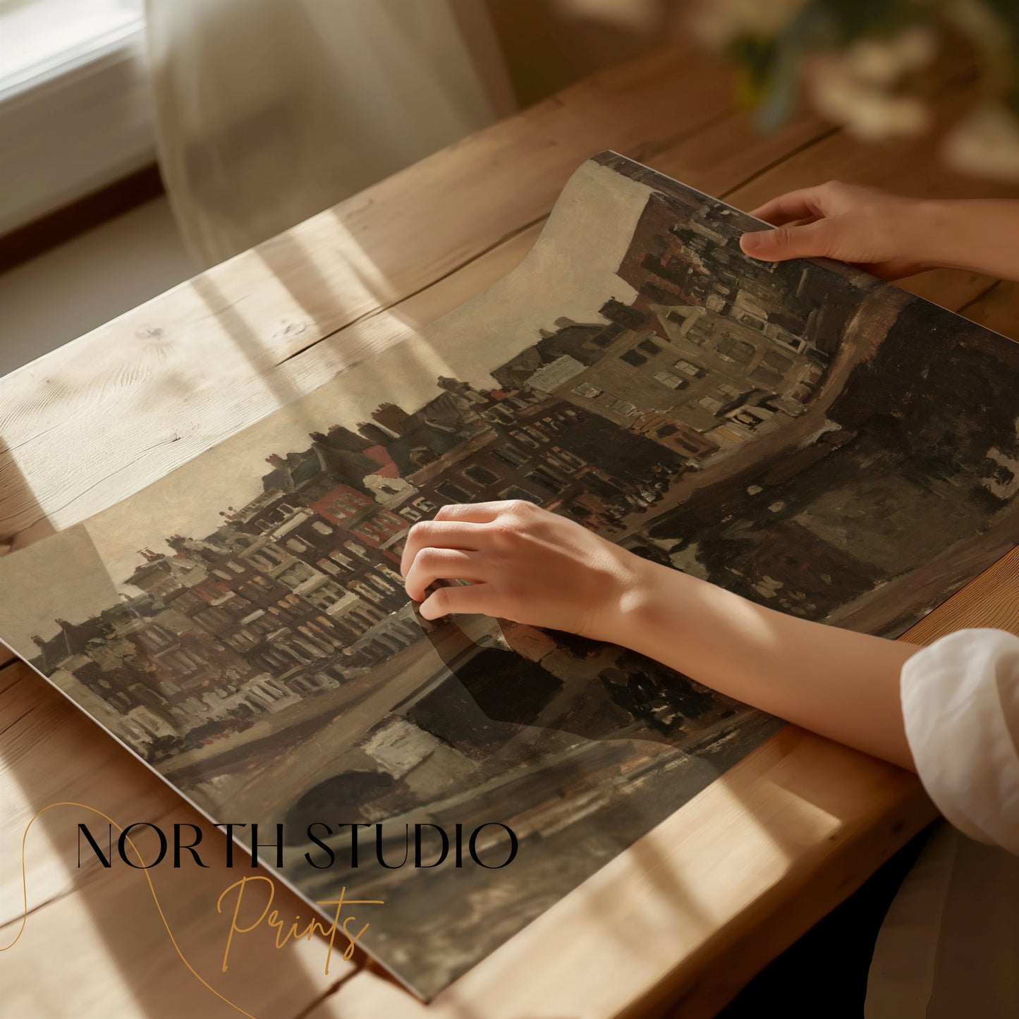 Premium Poster of Vintage Urban Landscape City Scene Art Print Posters