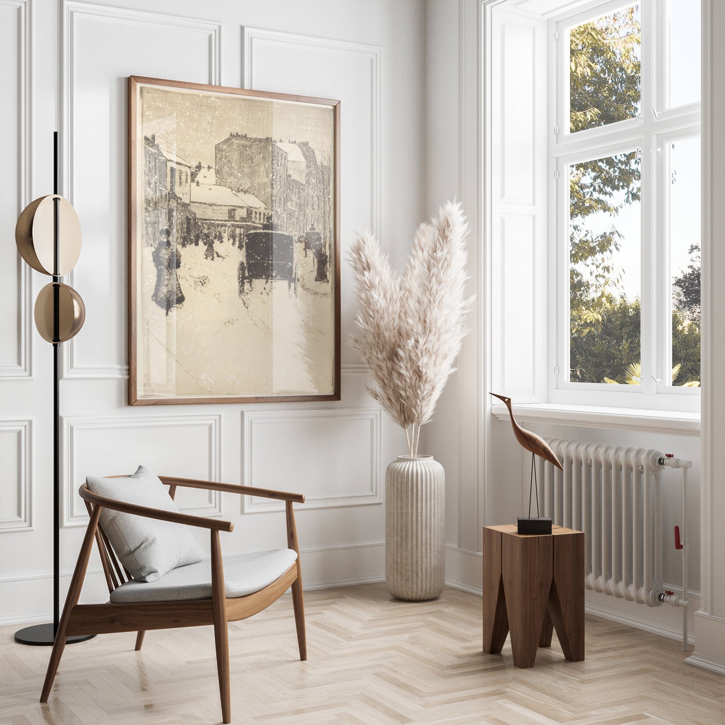 Premium Poster of Vintage Urban Snow Scene With Carriage And People Posters