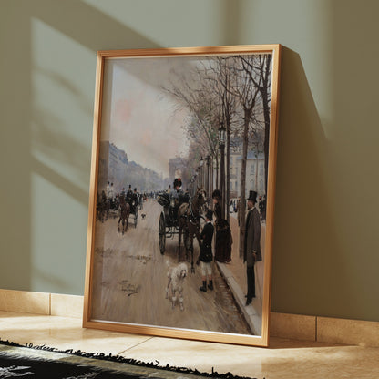 Premium Poster of Vintage Urban Street Scene with Horse Carriage Posters