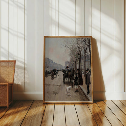 Premium Poster of Vintage Urban Street Scene with Horse Carriage Posters