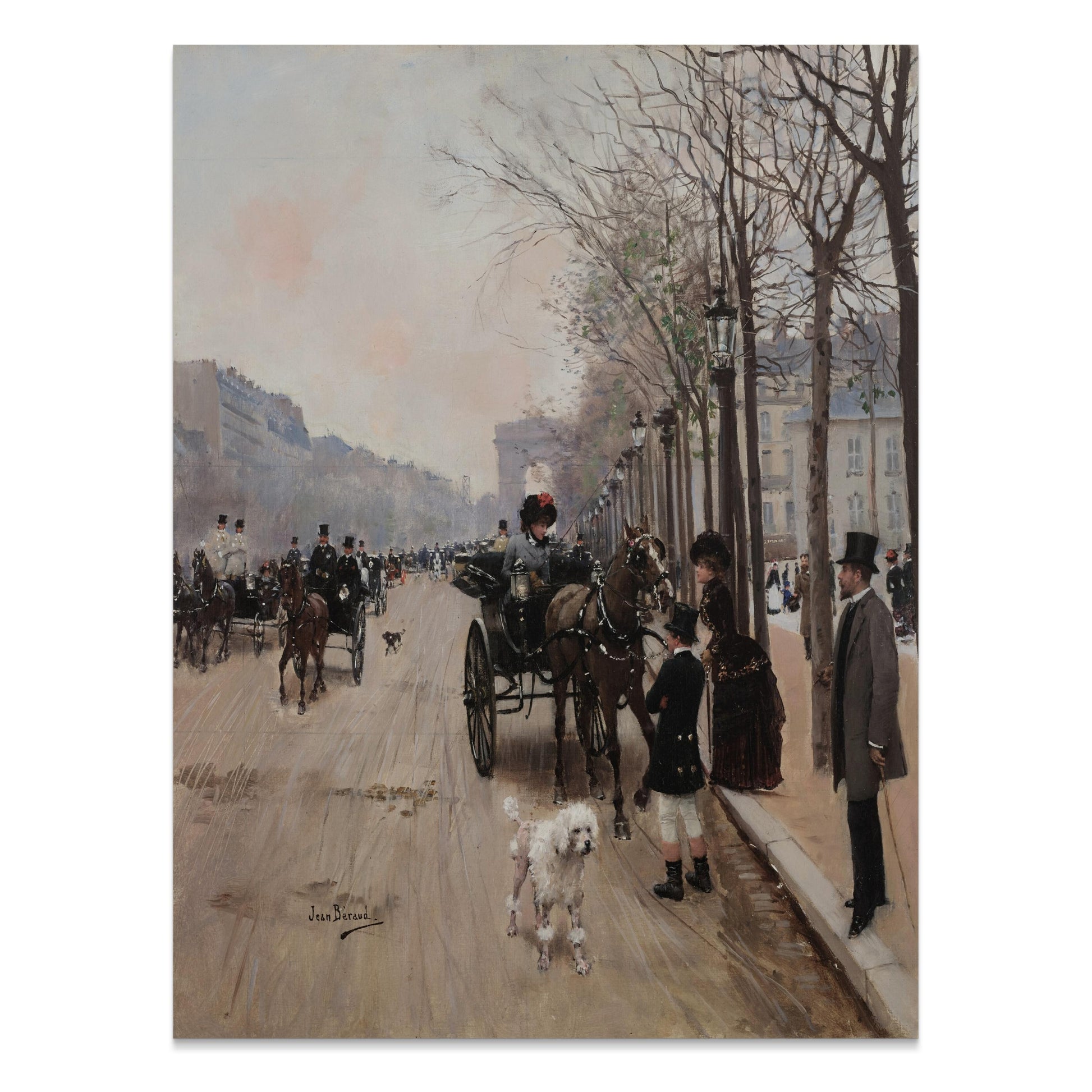 Premium Poster of Vintage Urban Street Scene with Horse Carriage Posters