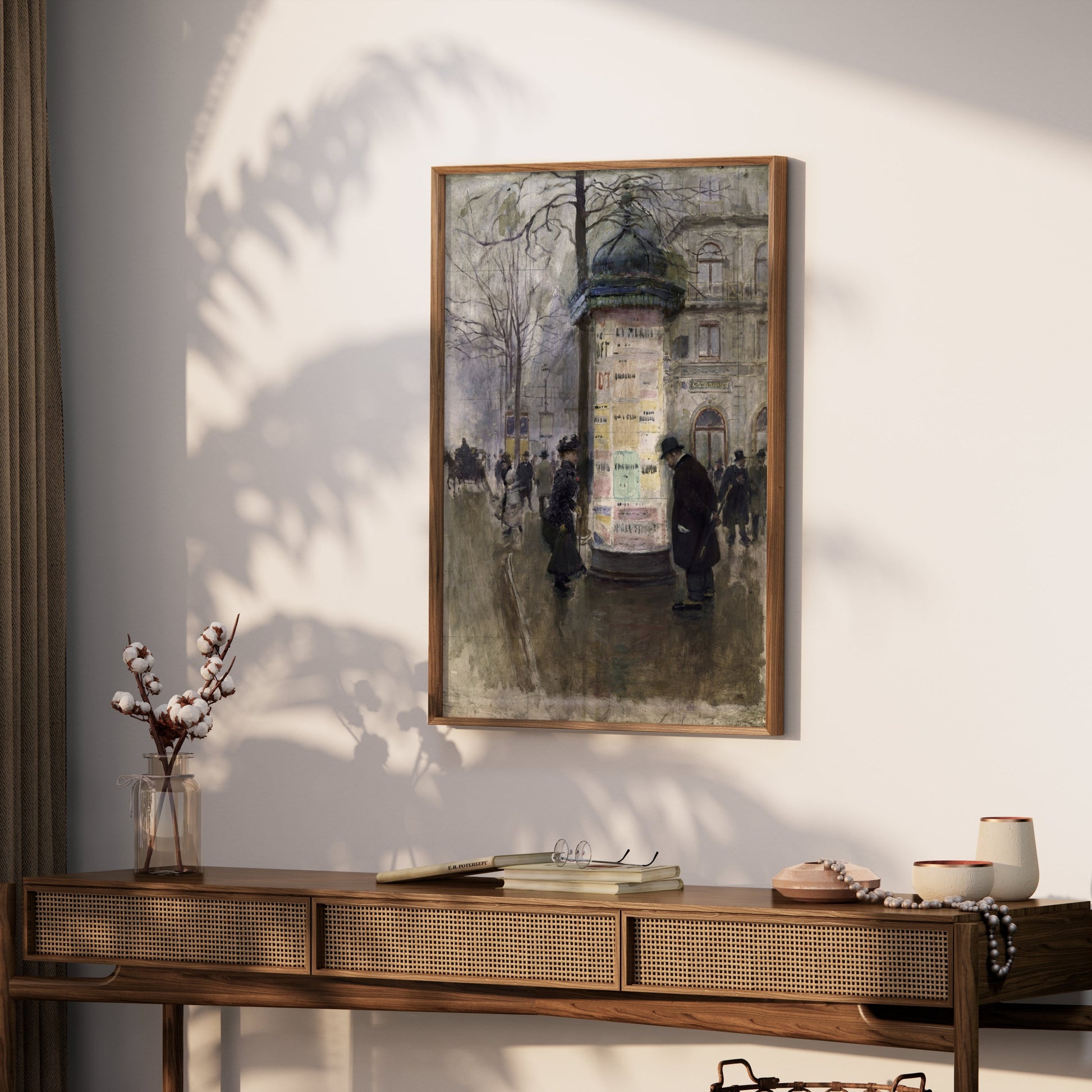 Premium Poster of Vintage Urban Street Scene with Market Kiosk Posters