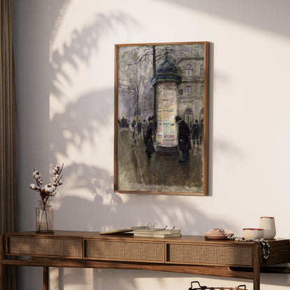 Premium Poster of Vintage Urban Street Scene with Market Kiosk Posters