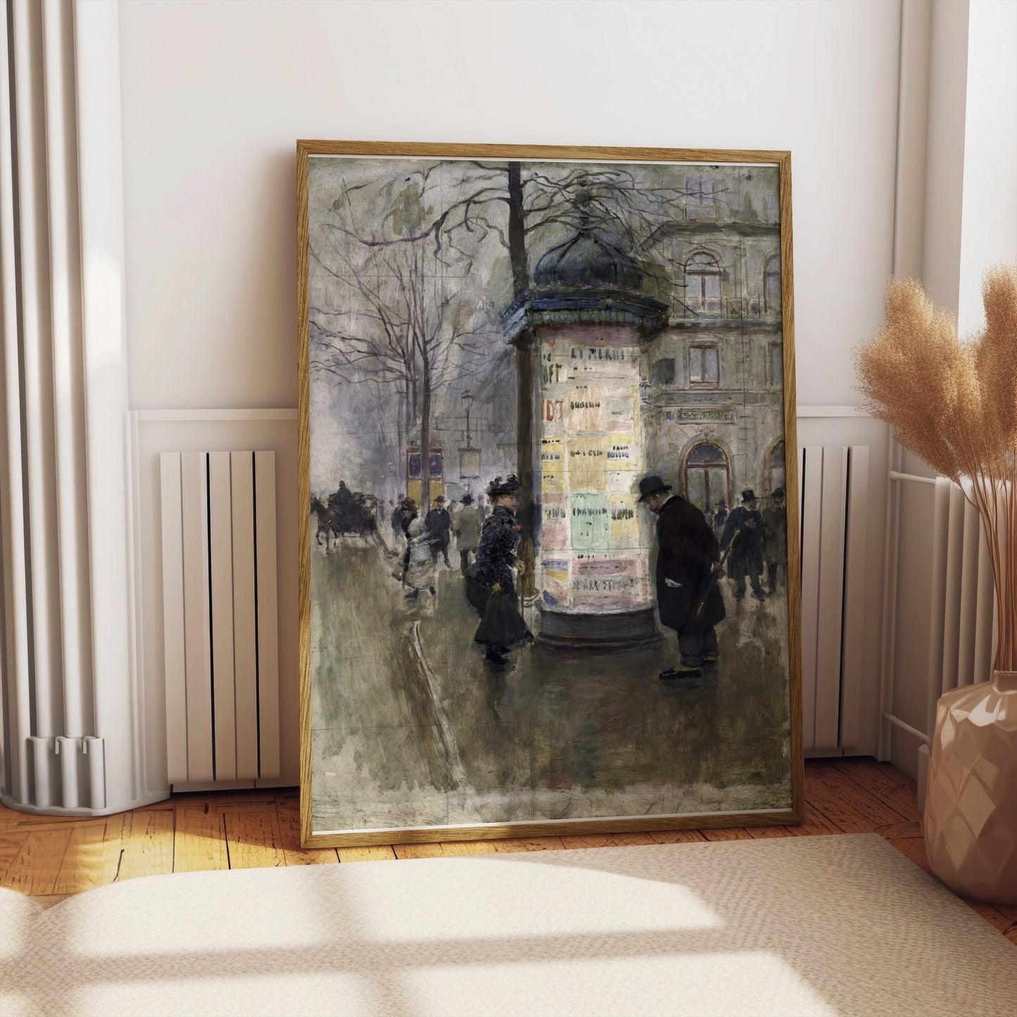 Premium Poster of Vintage Urban Street Scene with Market Kiosk Posters