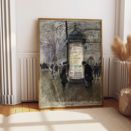 Premium Poster of Vintage Urban Street Scene with Market Kiosk Posters