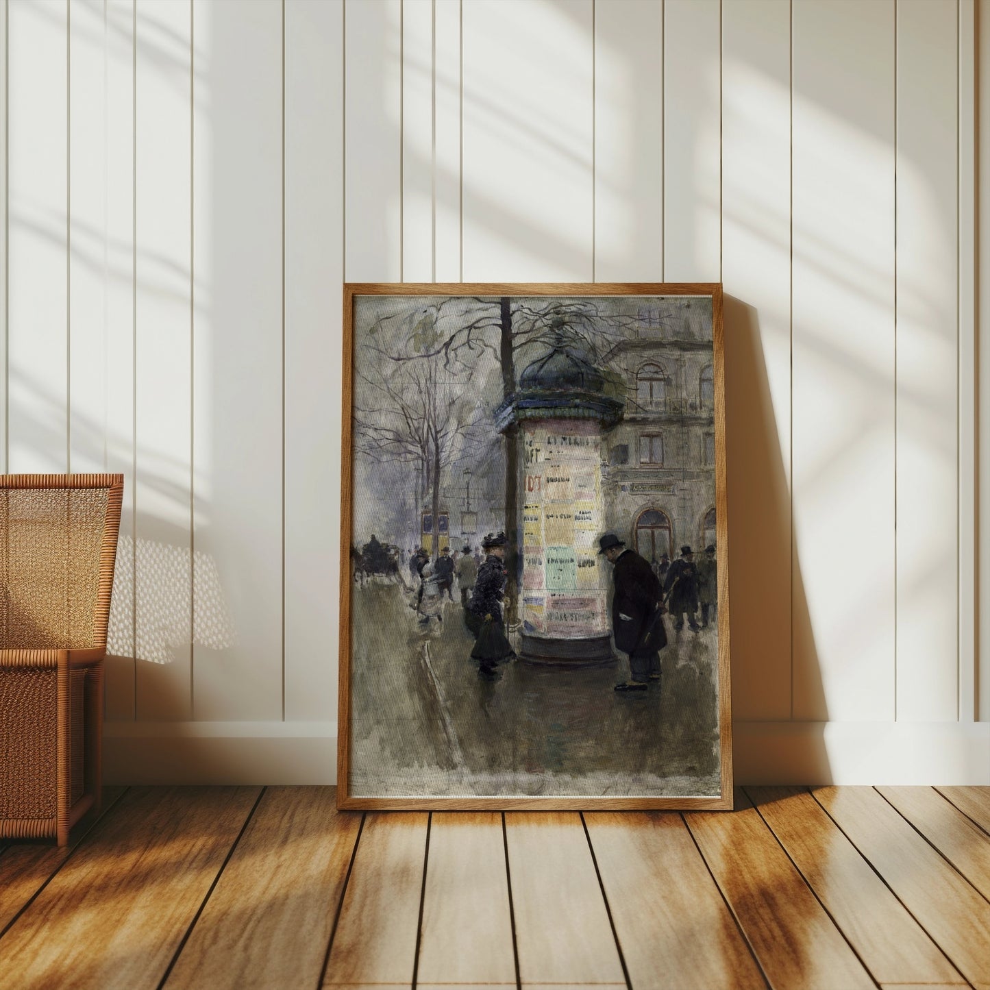Premium Poster of Vintage Urban Street Scene with Market Kiosk Posters