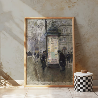 Premium Poster of Vintage Urban Street Scene with Market Kiosk Posters