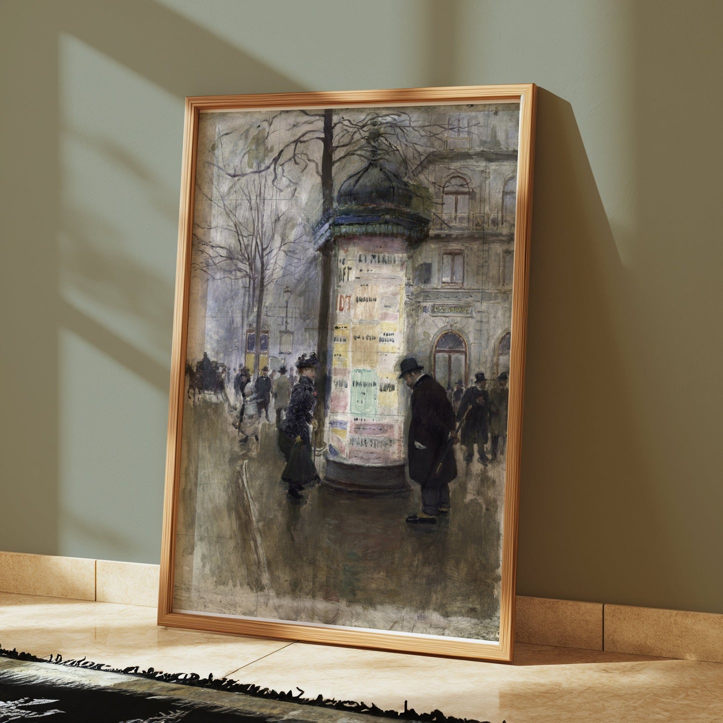 Premium Poster of Vintage Urban Street Scene with Market Kiosk Posters