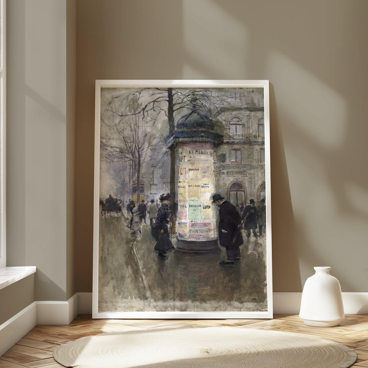 Premium Poster of Vintage Urban Street Scene with Market Kiosk Posters