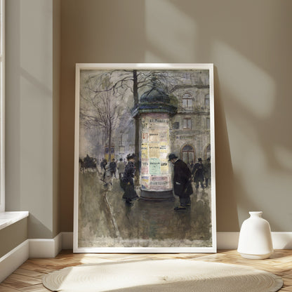 Premium Poster of Vintage Urban Street Scene with Market Kiosk Posters