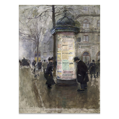 Premium Poster of Vintage Urban Street Scene with Market Kiosk Posters