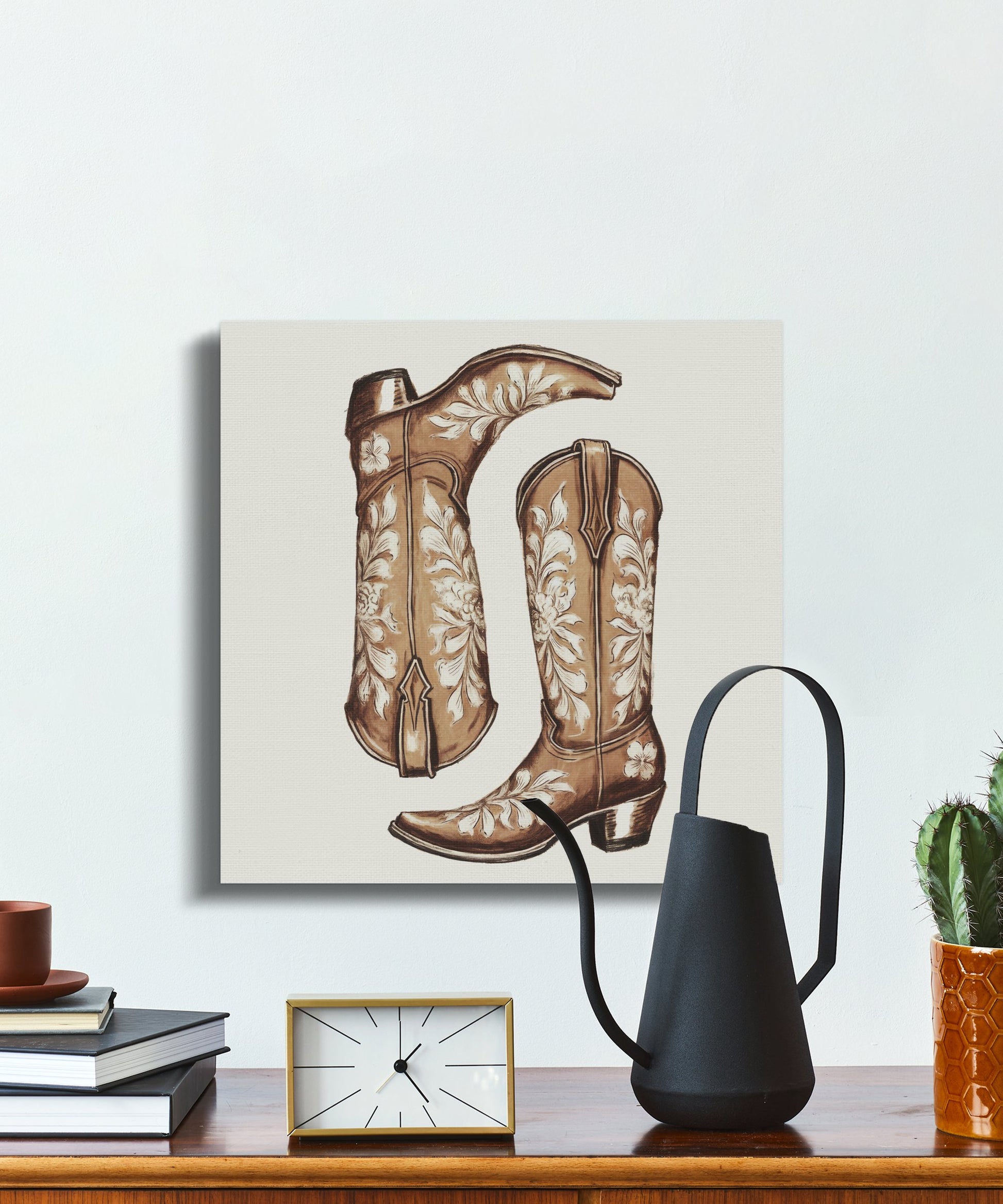 Premium Poster of Vintage Western Cowboy Boots Artwork Canvas Wraps