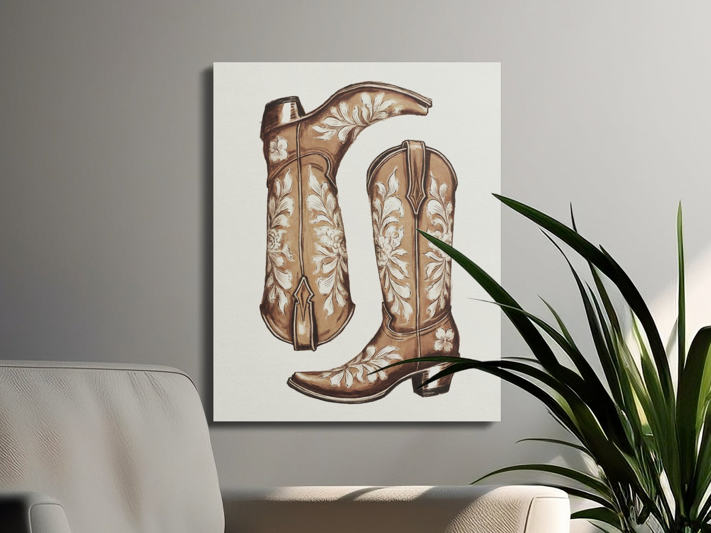 Premium Poster of Vintage Western Cowboy Boots Artwork Canvas Wraps