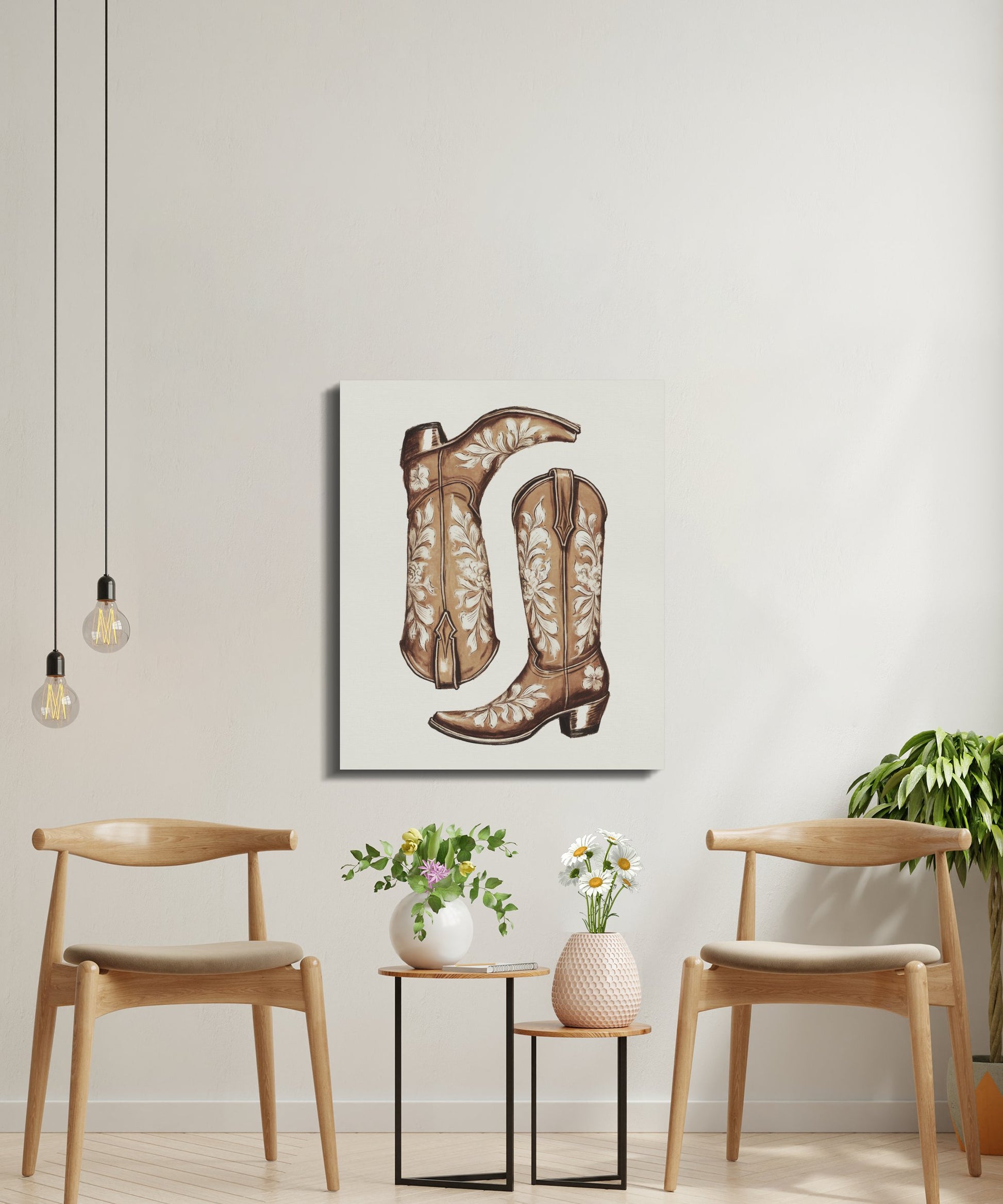 Premium Poster of Vintage Western Cowboy Boots Artwork Canvas Wraps