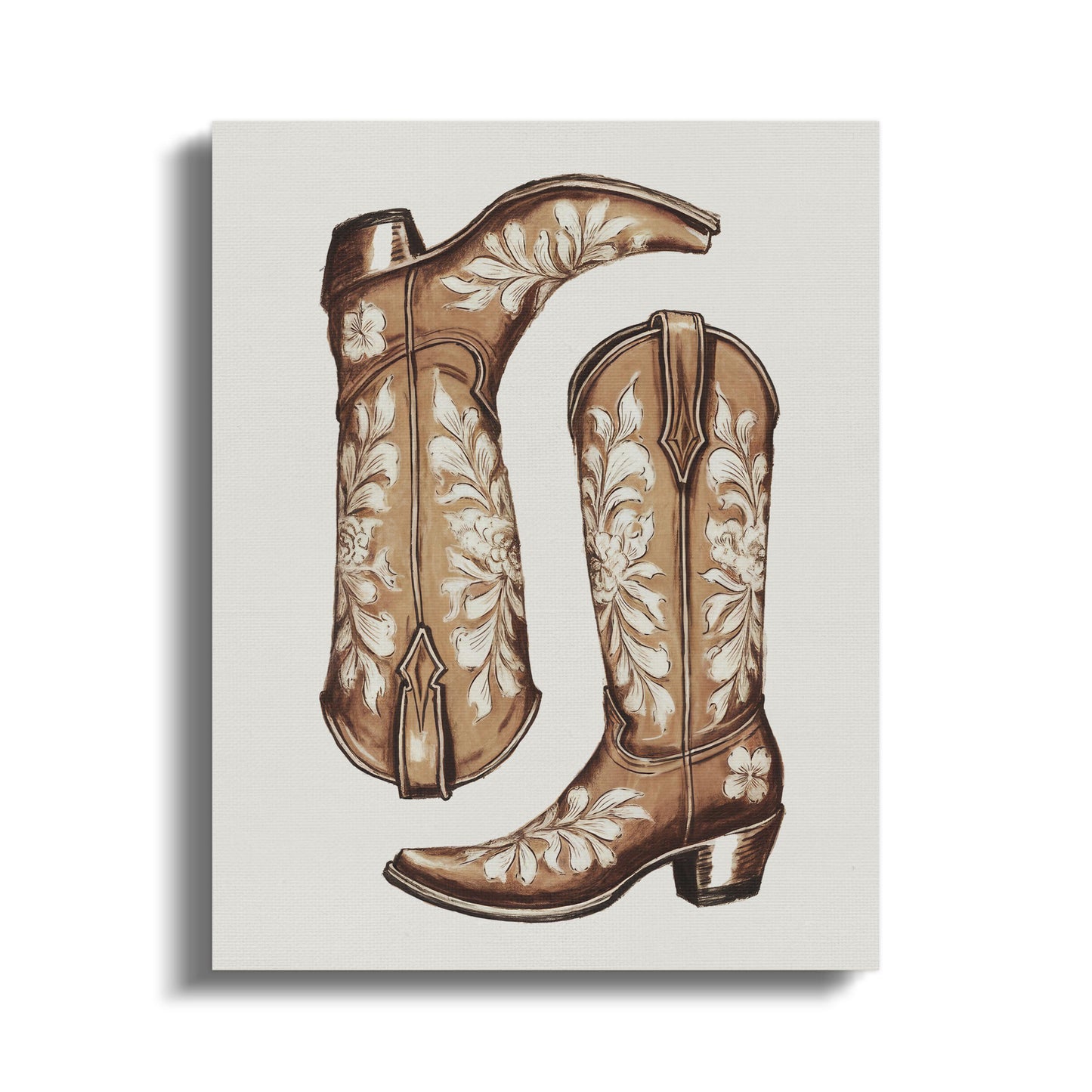 Premium Poster of Vintage Western Cowboy Boots Artwork Canvas Wraps
