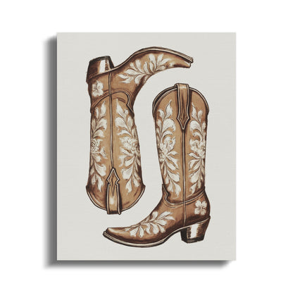 Premium Poster of Vintage Western Cowboy Boots Artwork Canvas Wraps