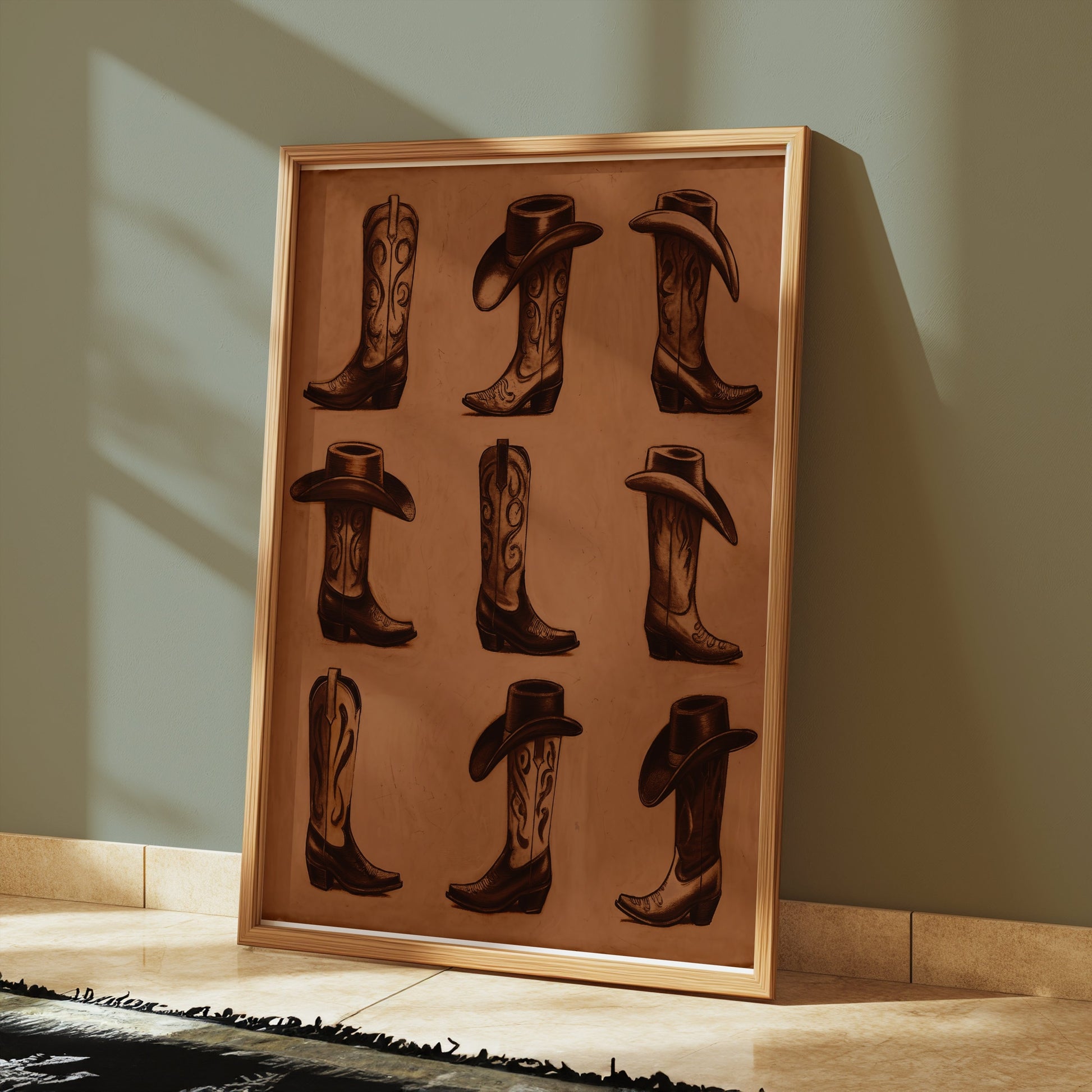 Premium Poster of Vintage Western Cowboy Hats and Boots Posters