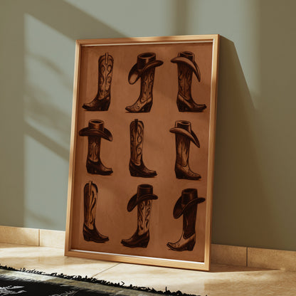 Premium Poster of Vintage Western Cowboy Hats and Boots Posters