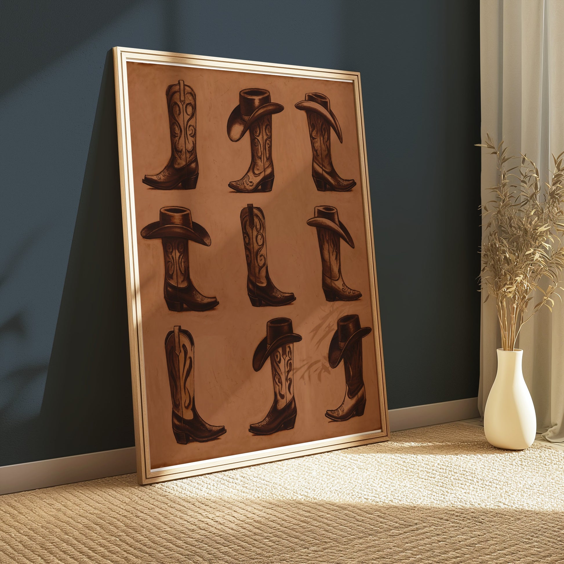 Premium Poster of Vintage Western Cowboy Hats and Boots Posters