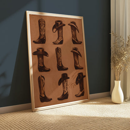 Premium Poster of Vintage Western Cowboy Hats and Boots Posters