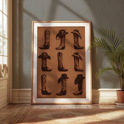 Premium Poster of Vintage Western Cowboy Hats and Boots Posters
